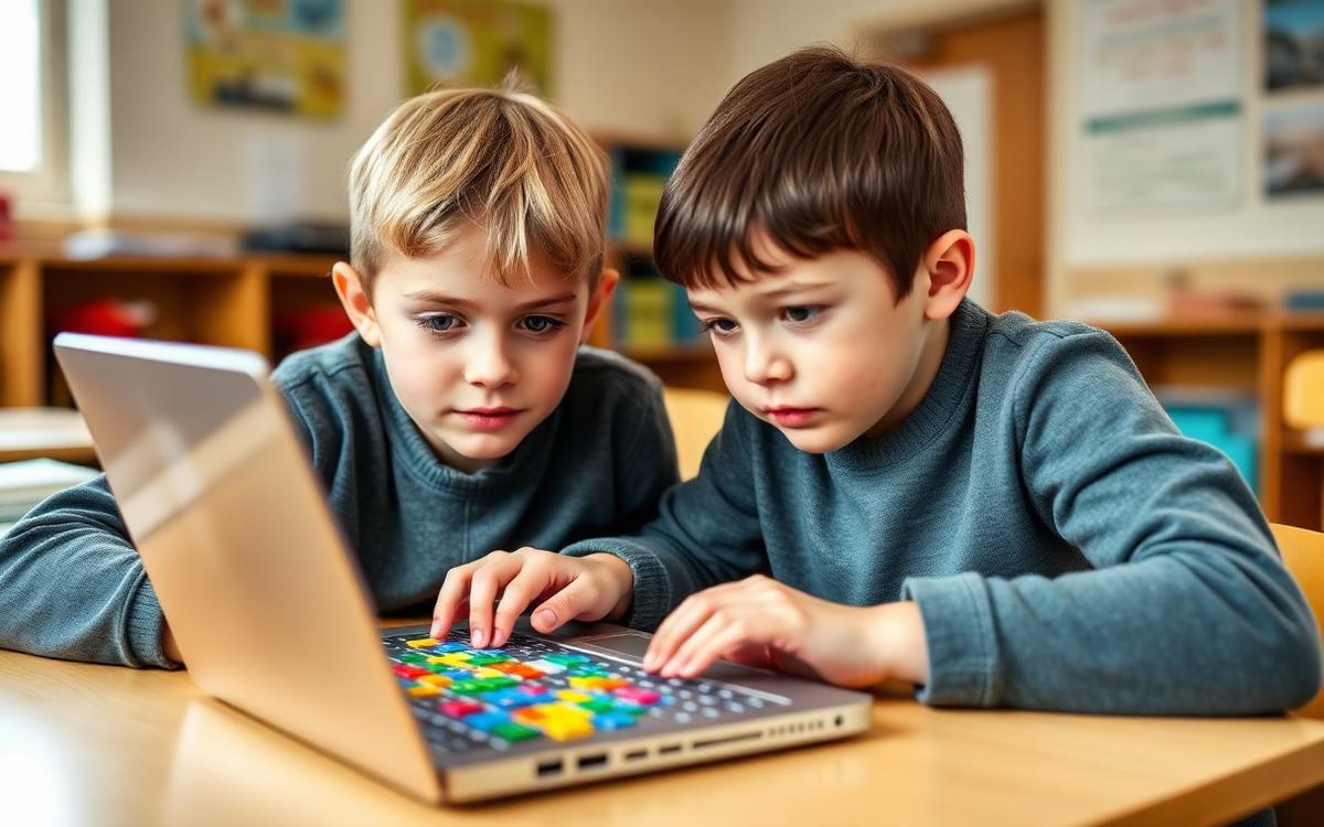 Leerlingen tijdens de les ScratchJr verhalenmaker