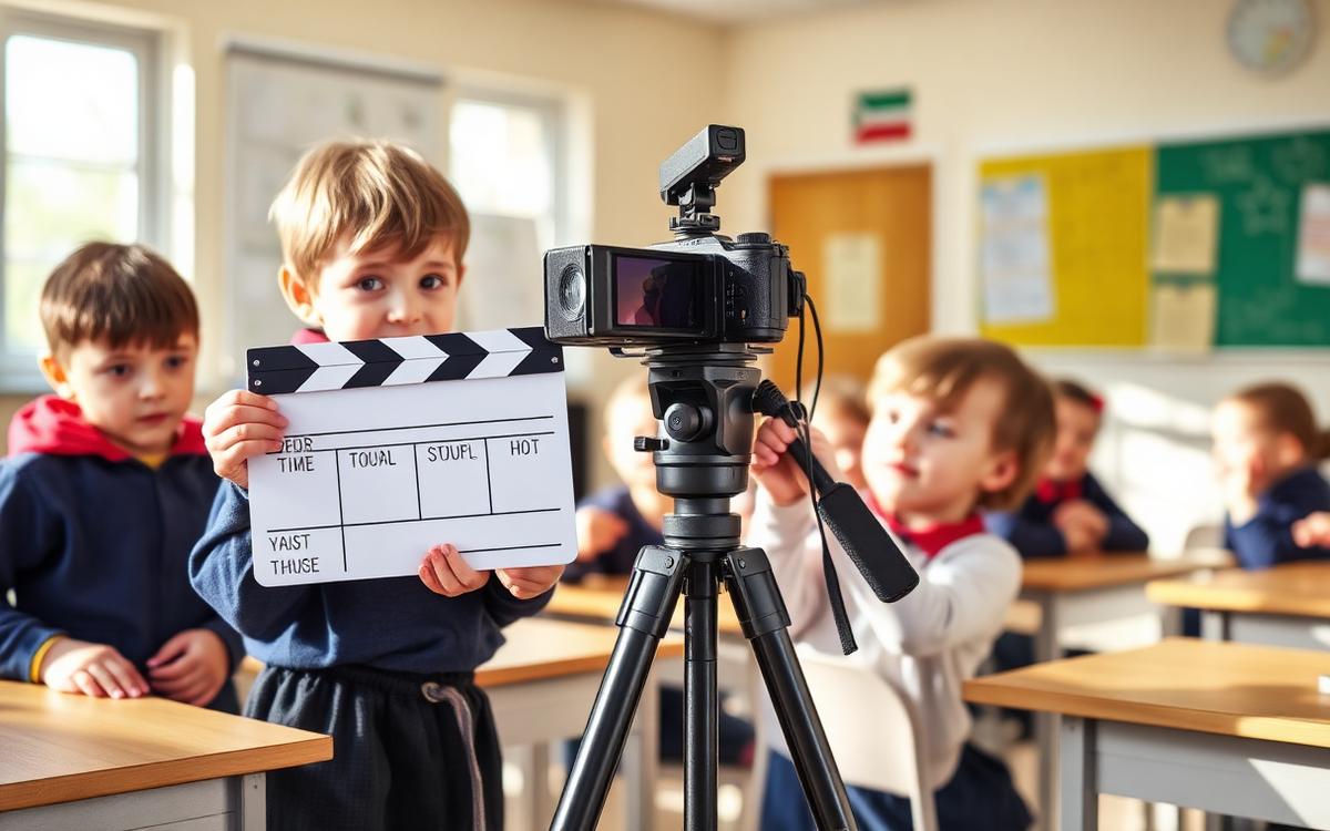 Leerlingen tijdens de les Maak je eigen film: van script tot scherm